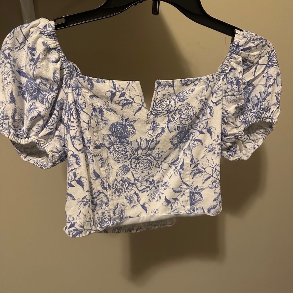 Altar'd State Blue Floral Blouse